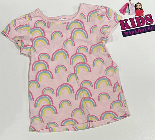 Sprout Pink Top With Rainbow Pattern Size 2