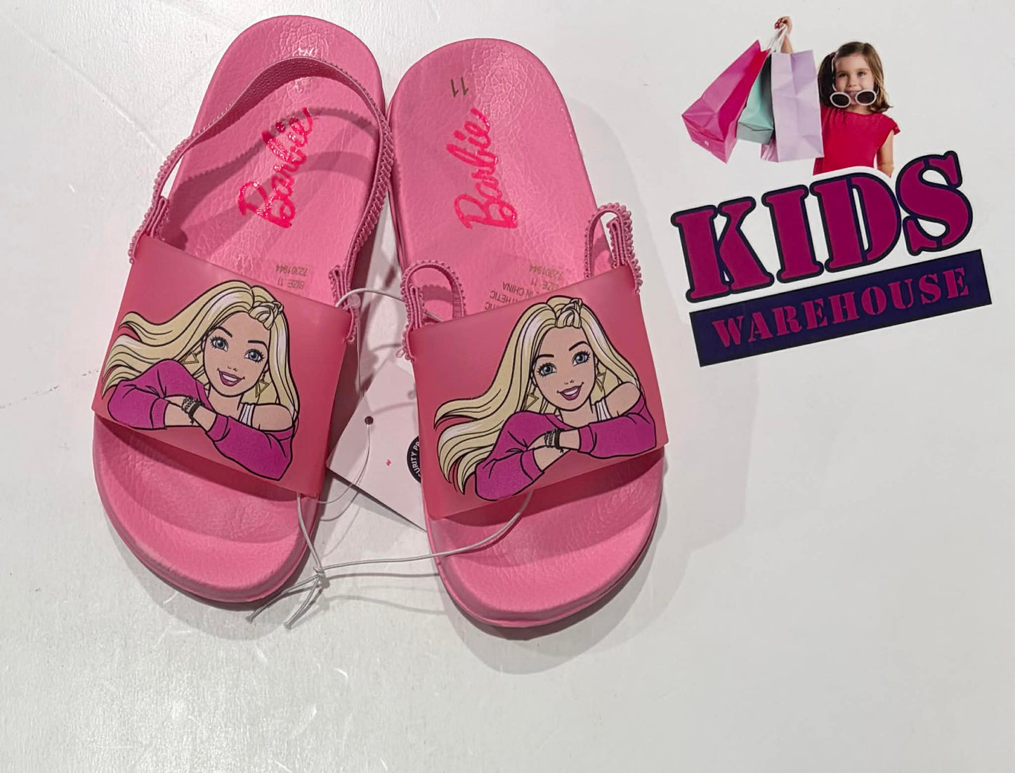 Barbie Pink, Character Print Sandals Size 11 (Child)