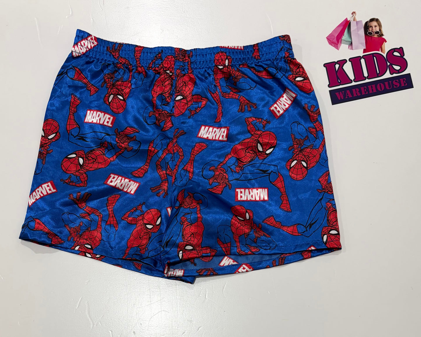 Marvel Spiderman Print, Blue Shorts Size 4