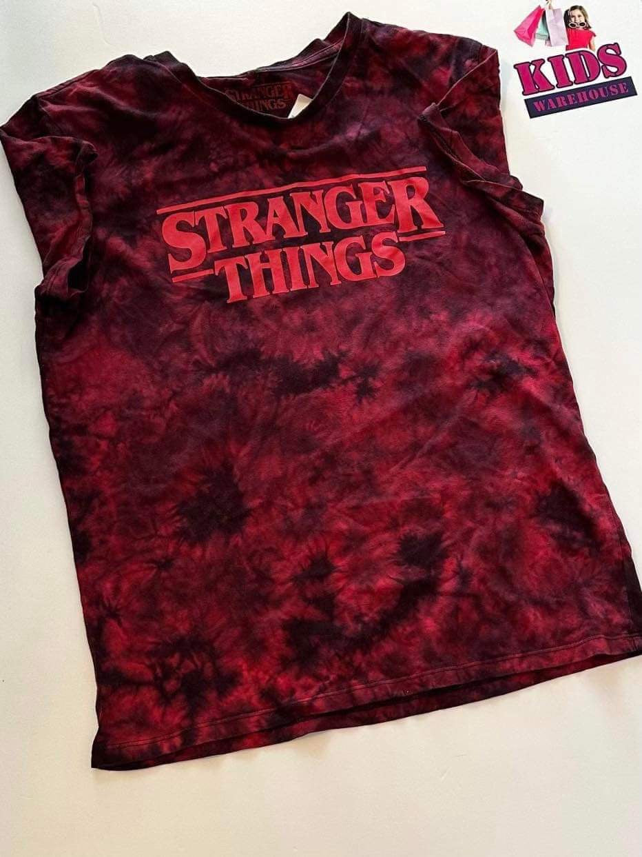 Stranger Things Red & Black Tie Dye Top Size S (14)