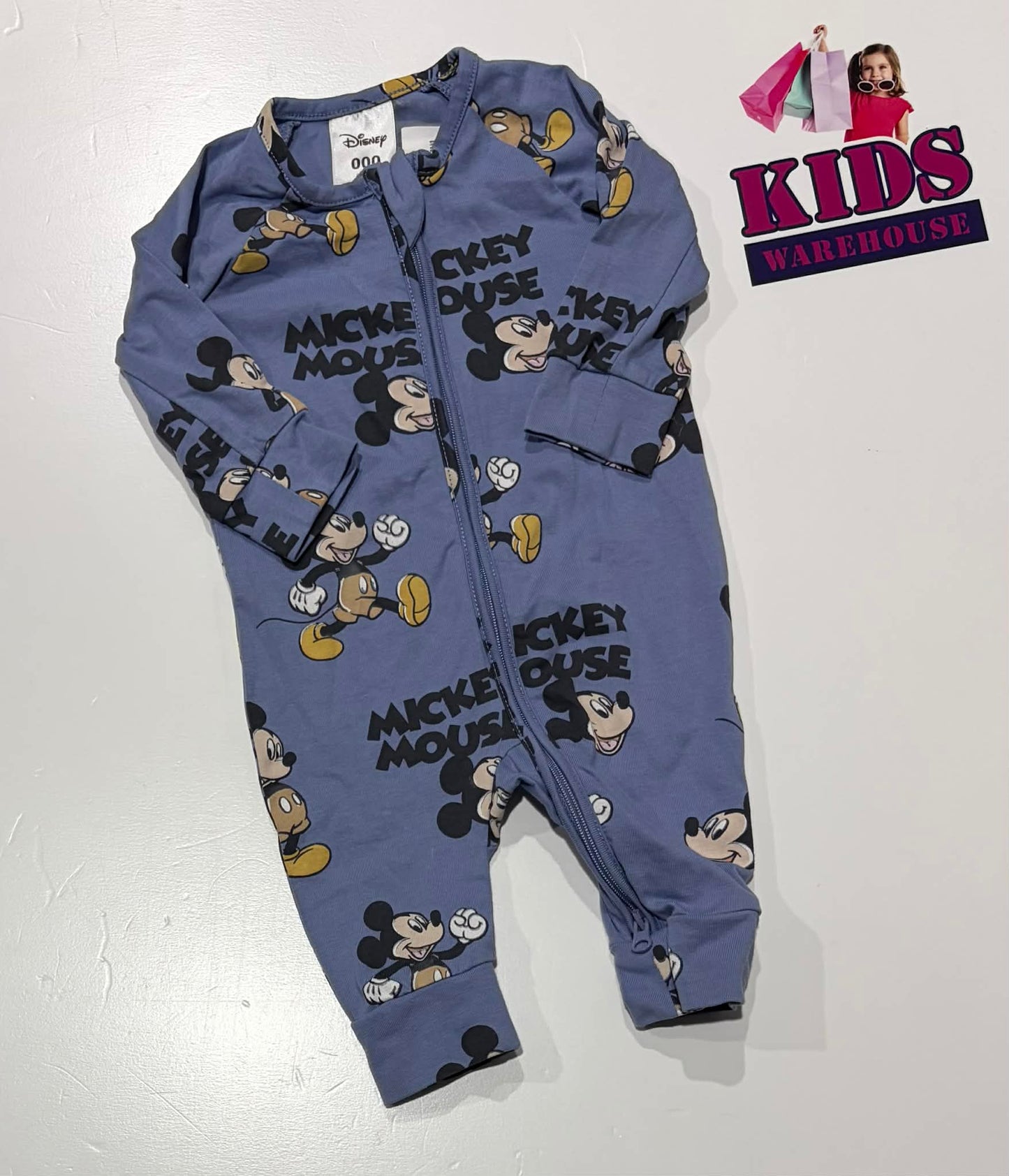 Disney Blue Jumpsuit With Mickey Mouse Pattern Size 000