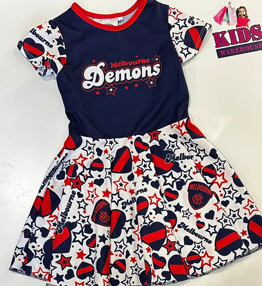AFL Melbourne Demons Blue, Red & White Dress Size 4