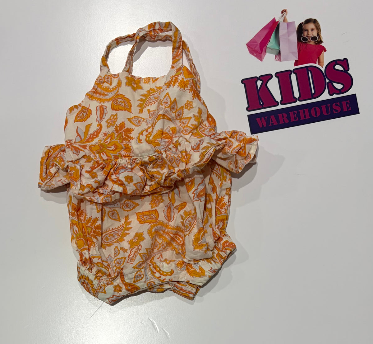 Seed Heritage White, Yellow Pattern Print Bodysuit Size 000