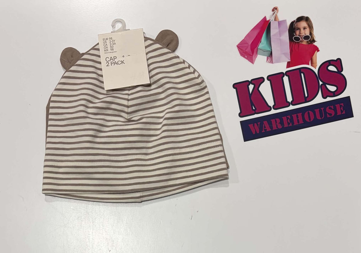 Not Used H&M Brown, White & Brown Striped 2 Pack Beanie (Toddler)