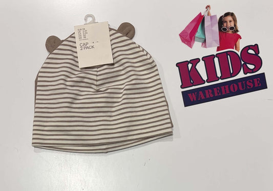 Not Used H&M Brown, White & Brown Striped 2 Pack Beanie (Toddler)
