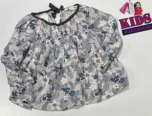 Country Road Grey Dress With Blue Flower Pattern Size 2
