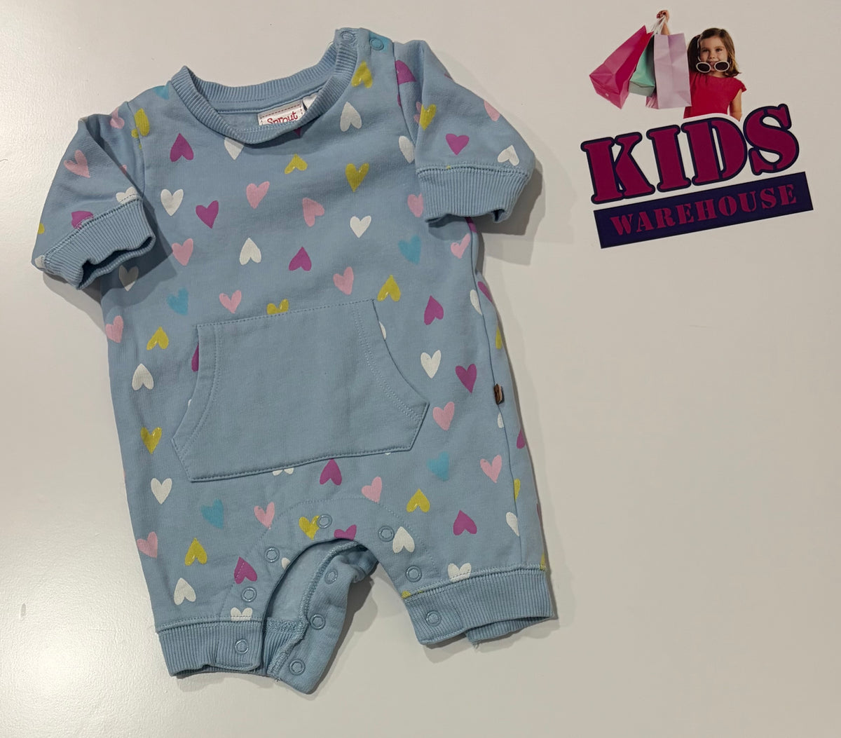 Sprout Blue, Heart Print Jumpsuit