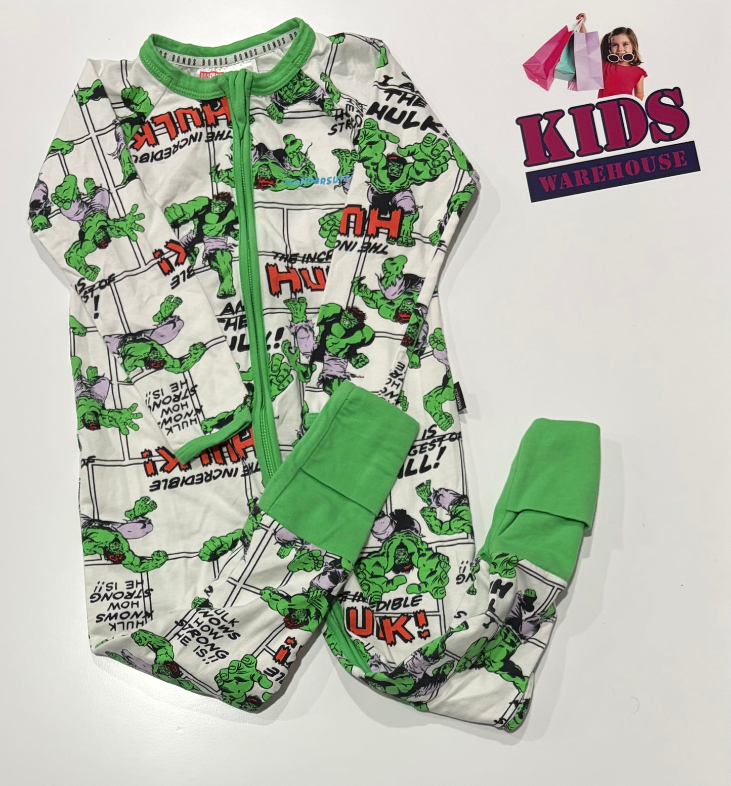 Marvel X Bonds White, The Hulk Print Jumpsuit Size 3