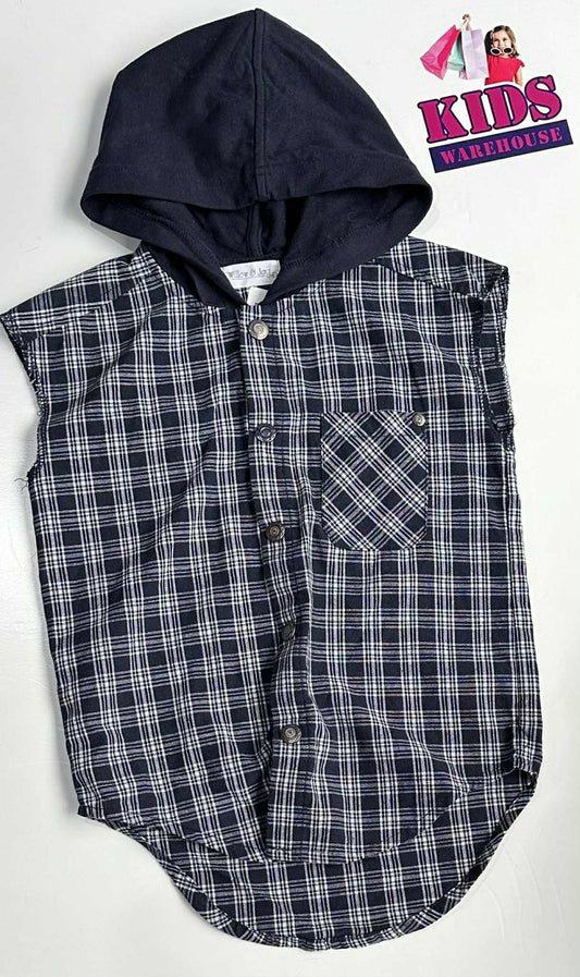 Willow & Jag Blue & White Sleeveless Hoodie Size 6