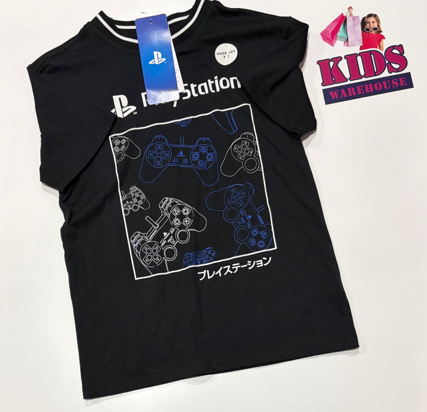 Not Used Playstation Black, Controller Print Top Size 10
