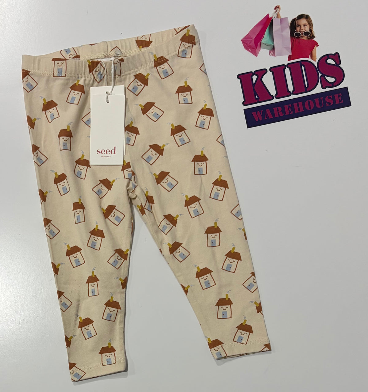 Not Used Seed Heritage Cream, House Print Pants Size 1