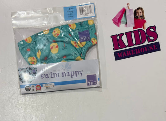 Not Used Bambino Mio Blue Pinapple Print Reusable Swim Nappy Size 1-2yr