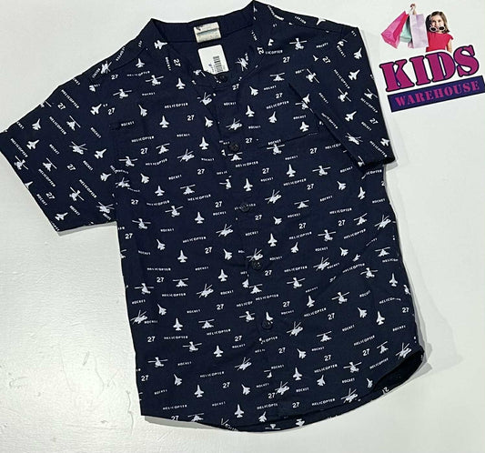 Navy Blue Top With Helicopter & Plane Pattern Size 2