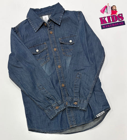 Blue Denim Long Sleeve Top Size 7