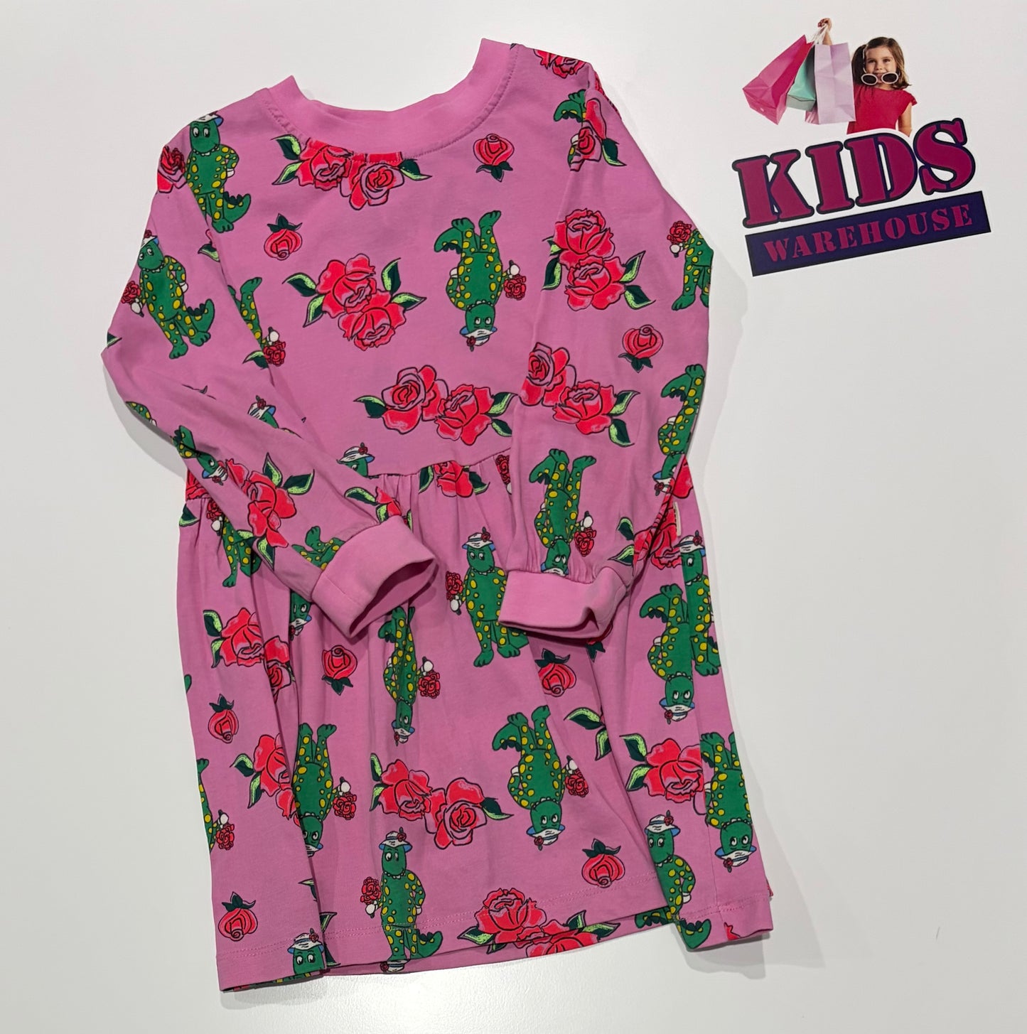 The Wiggles X Bonds Pink, Dorothy The Dinosaur Print Dress Size 3