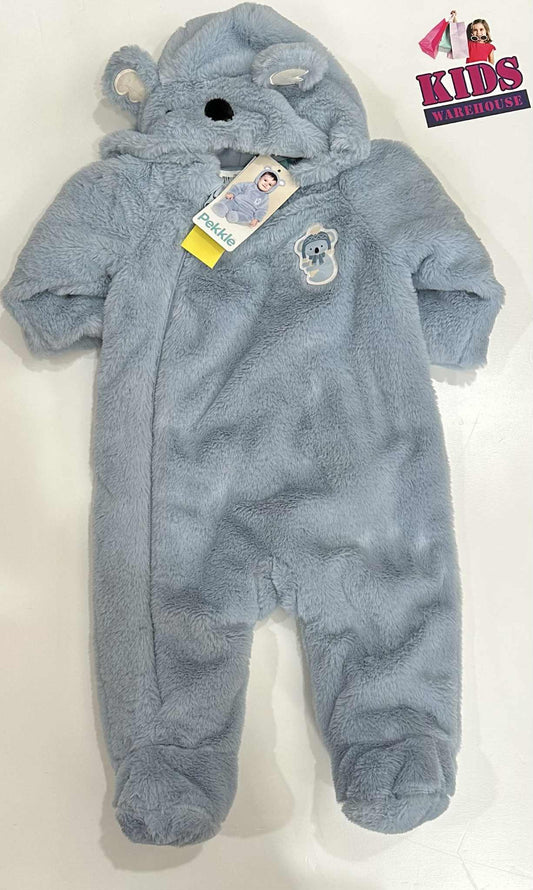 New Pekkle Blue Fluffy Panda Jumpsuit Size 0