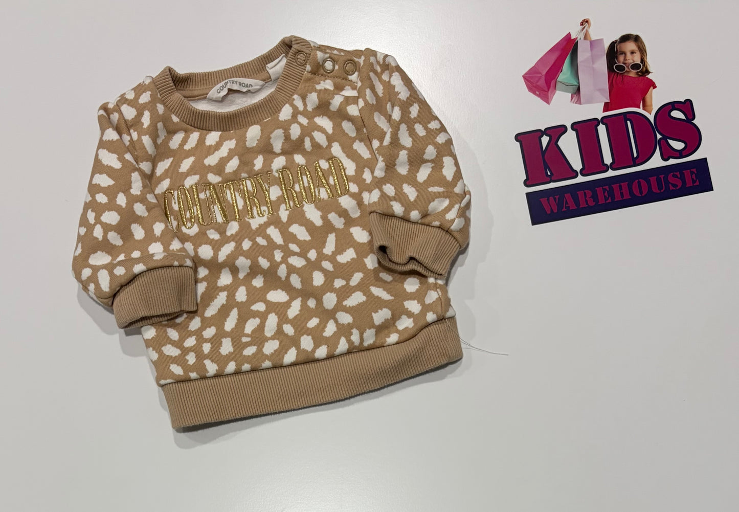 Country Road Tan, White Polka Dot Print Sweater Size 000