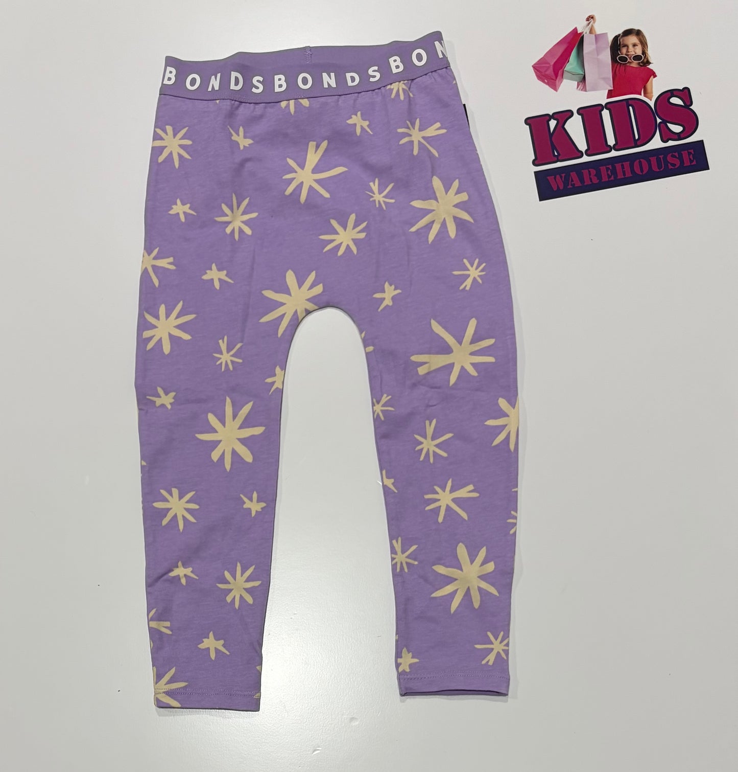 Bonds Purple, White Star Print Pants Size 3