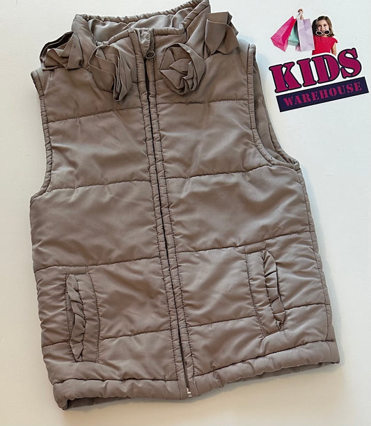 Cotton On Tan Puffer Vest with Rose Feature Size 4