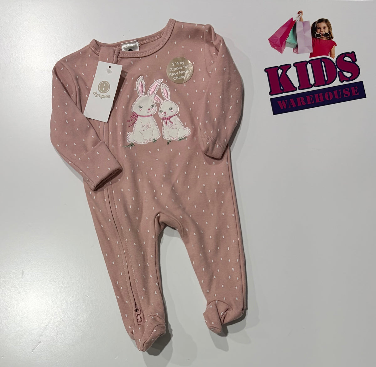 Not Used Dymples Pink, Bunny Print Jumpsuit Size 0000