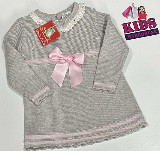 New Ollies Place Grey & Pink Long Sleeve Dress Size 0 (RRP 43.99)