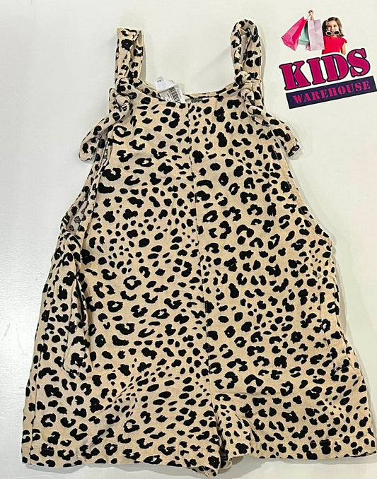K-D White Overalls With Leopard Pattern Size 8