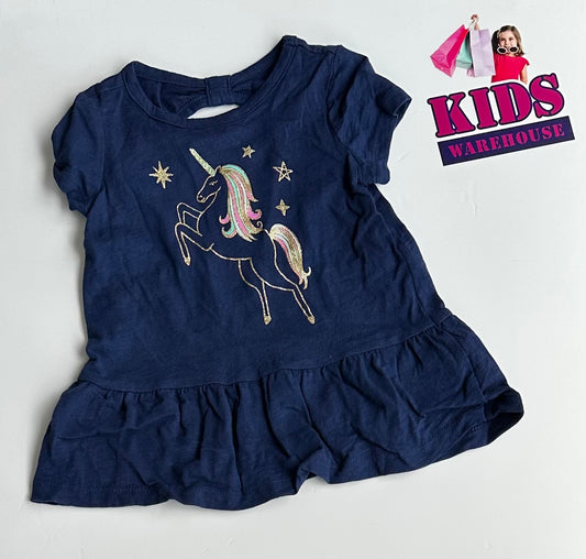 Osh Kosh Blue Glitter Unicorn Size 0