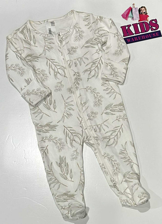 White Jumpsuit With Leaf Pattern Size 0