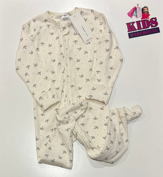 Not Used White, Black Leaf Print Jumpsuit Size 2