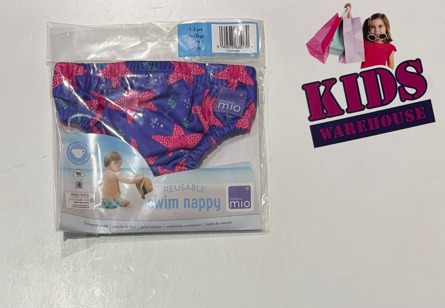 Not Used Bambino Mio Blue Starfish Print Reusable Swim Nappy 1-2yrs