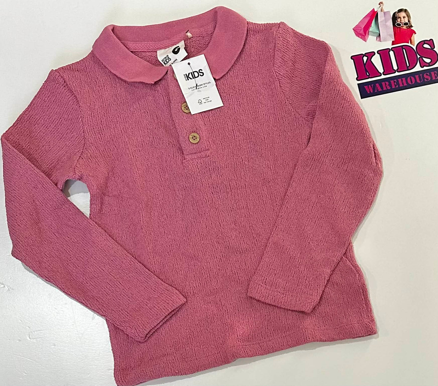 New Cotton On Pink Long Sleeve Top Size 6 (RRP $24.99)