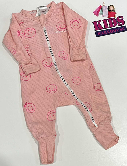 Bonds Pink Wondersuit With Face Pattern Size 000