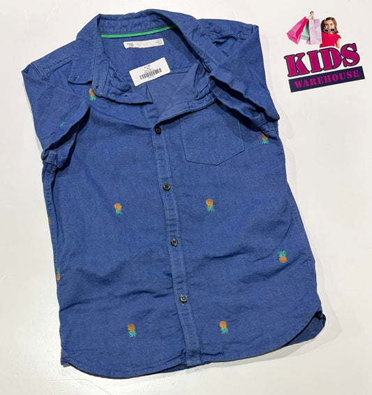 M&S Blue, Pineapple Print Top Size 7