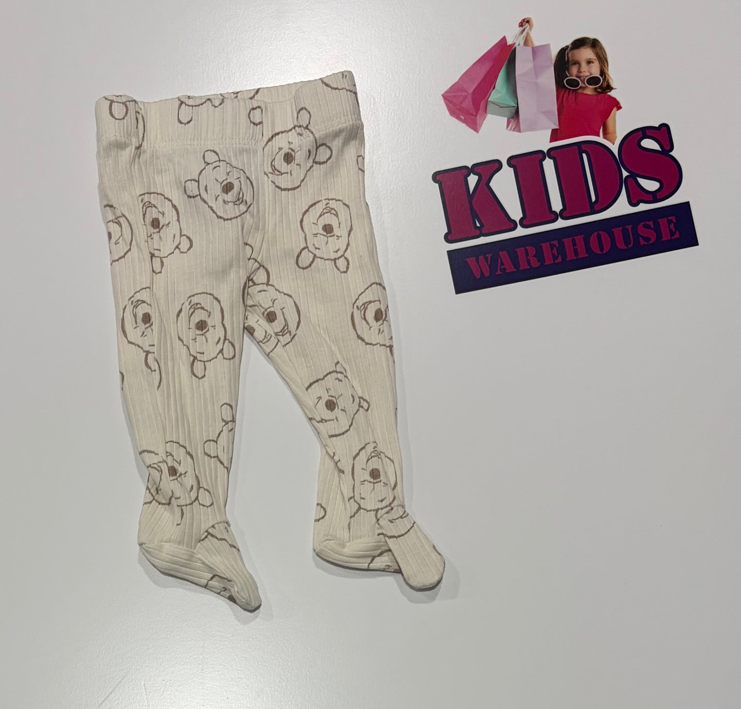 Disney White, Brown Winnie The Pooh Print Pants Size 00000