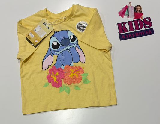 Not Used Disney Stitch Yellow, Character Print Top Size 4