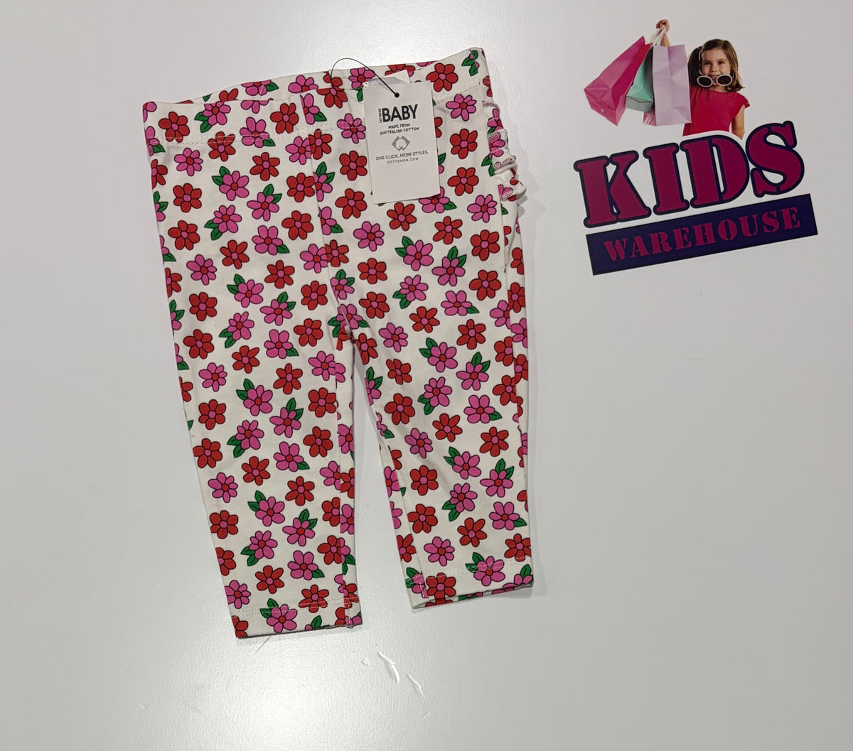 Not Used Cotton On White, Red Floral Print Pants Size 00