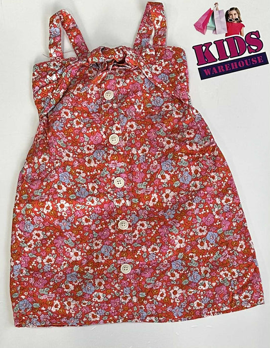 Cotton On Red Dress With Flower Pattern Size 3