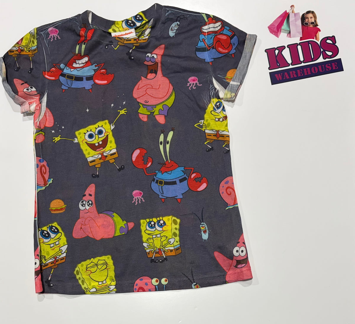Nickelodeon Grey, Spongebob Characters Print Top Size 12