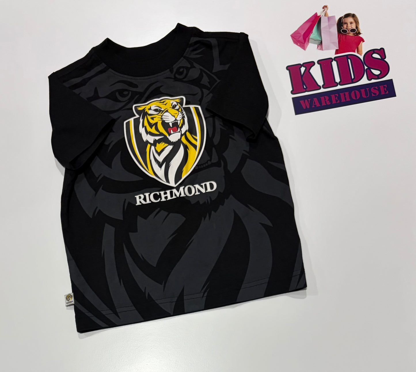 AFL Black, Richmond Logo Print Top Size 2