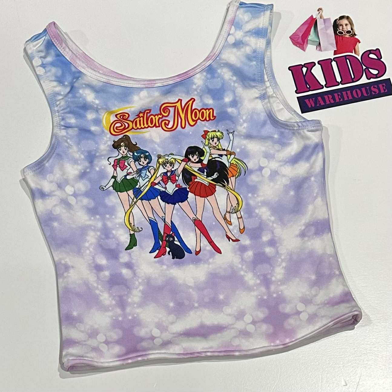 Sailor Moon White & Purple Singlet Top With Sailor Moon Print Size 10