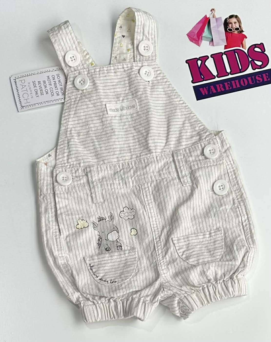 Pumpkin Patch White Overalls With Horse Print Size 0000