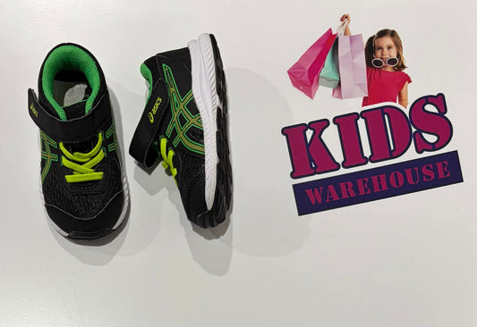 Asics Black, Green Runners Size US4/UK3 (Toddler/Child)