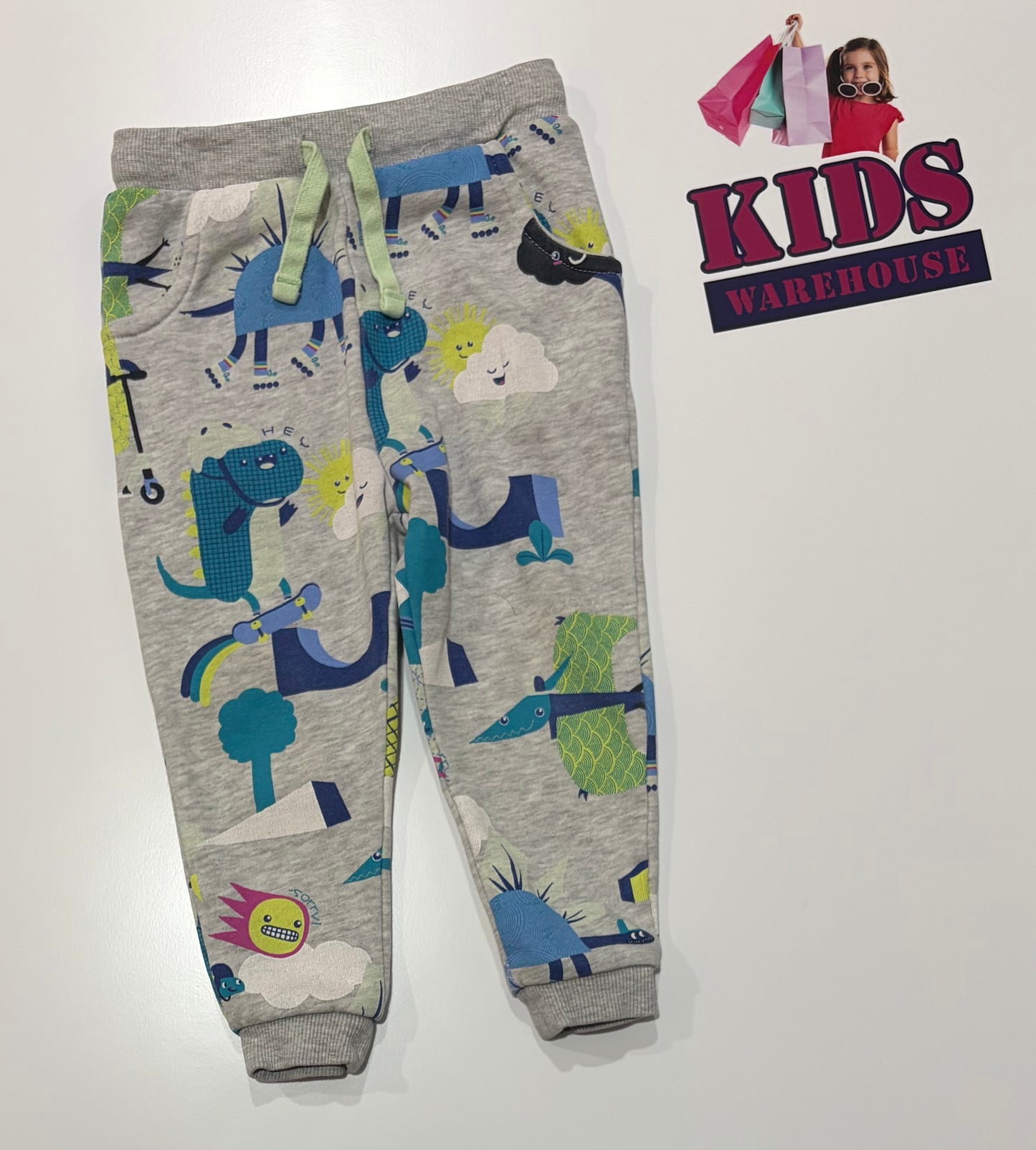 Tu Grey Skater Dinosaurs Print Pants Size 1