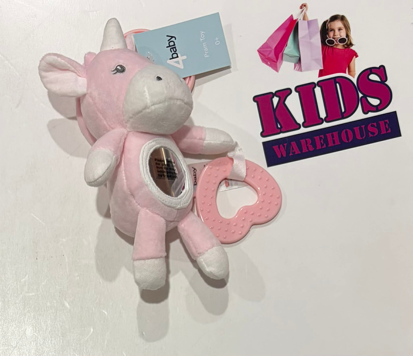 4Baby Pink Unicorn Pram Toy