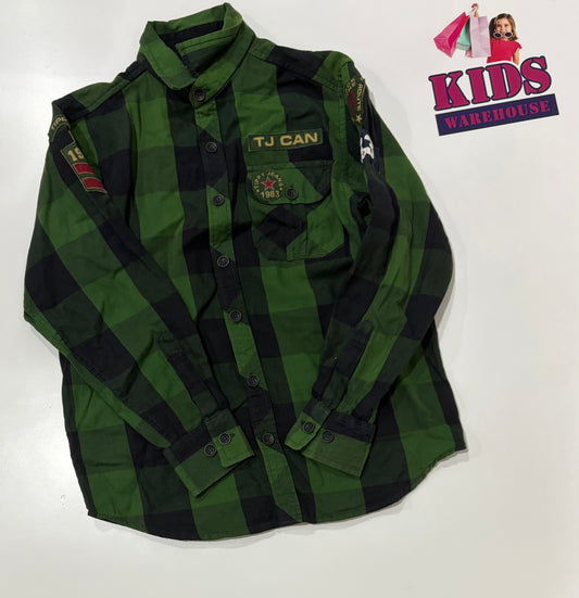 Tippy Green, Black Check Print Long Sleeve Top Size 12