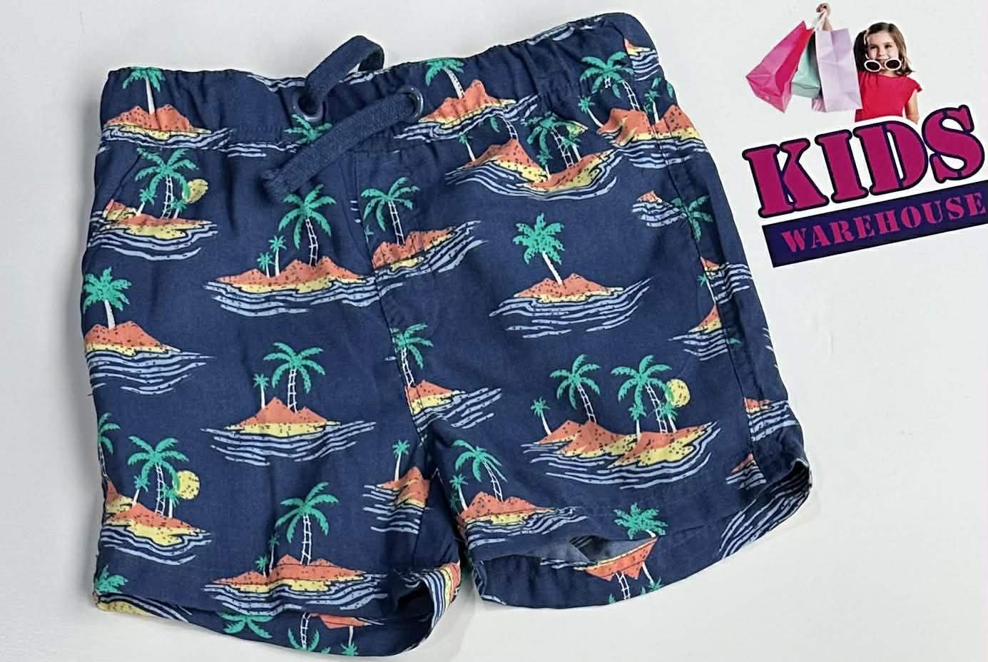 Sprout Blue Shorts With Beach Pattern Size 0