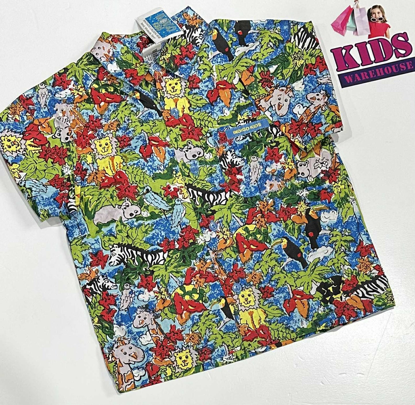 New Indigo Kids Red, Blue, Green Tropical Top Size 4-5