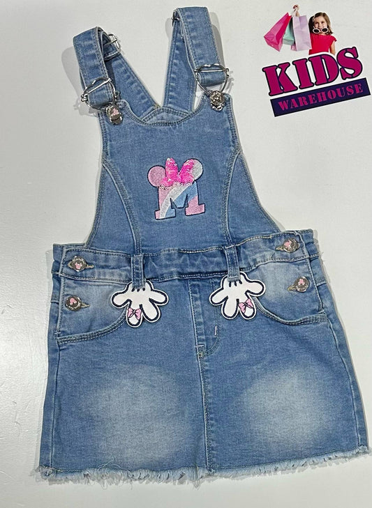 Pink Balsy Blue Jean Overalls With Pink “M” Print Size 4