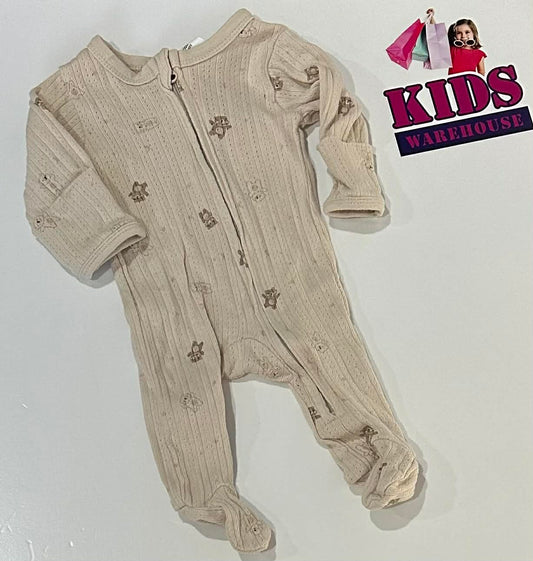 Premmie Baby Baby Cream Jumpsuit With Bear Pattern Size 00000