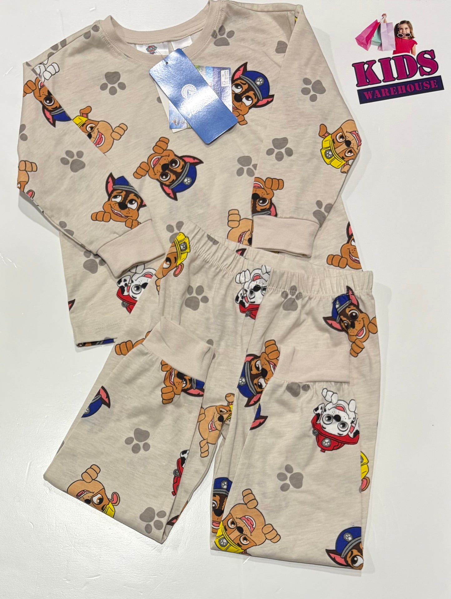 Paw Patrol Tan, Character Print Pyjama Set Size 4